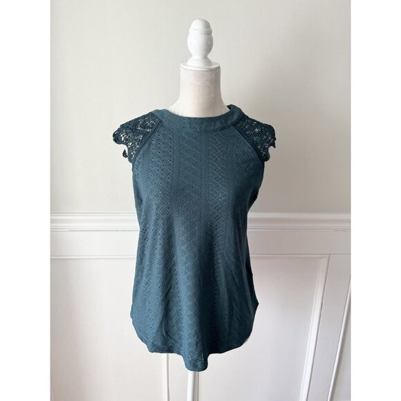 Shein Frenchy Teal Lace Cap Sleeve Top NWT Size L - Picture 2 of 6